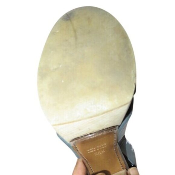 Marni Italian Leather Color Block Wooden Heeled Platform Slingback Studded Heels - Picture 13 of 14